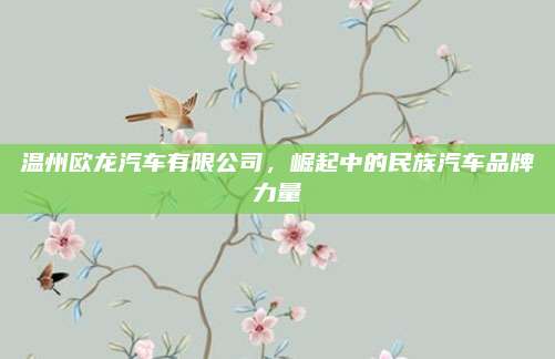 温州欧龙汽车有限公司,崛起中的民族汽车品牌力量