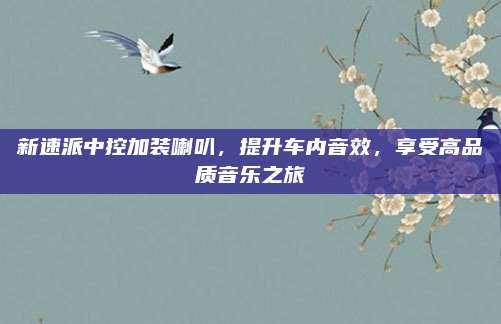 新速派中控加装喇叭，提升车内音效，享受高品质音乐之旅