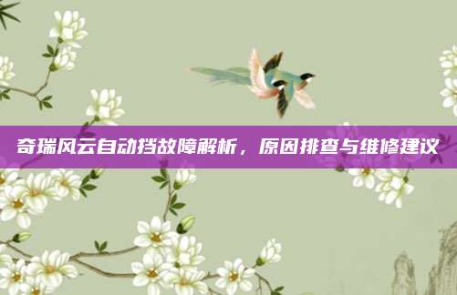 奇瑞风云自动挡故障解析,原因排查与维修建议