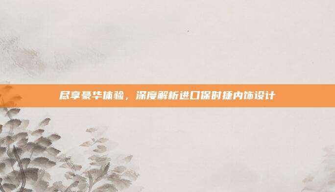 尽享豪华体验,深度解析进口保时捷内饰设计