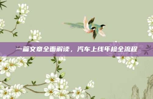一篇文章全面解读,汽车上线年检全流程
