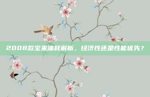 2008款宝来油耗解析,经济性还是性能优先?