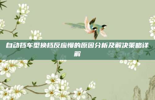 自动挡车型换档反应慢的原因分析及解决策略详解