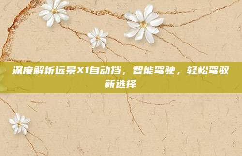 深度解析远景X1自动挡,智能驾驶,轻松驾驭新选择