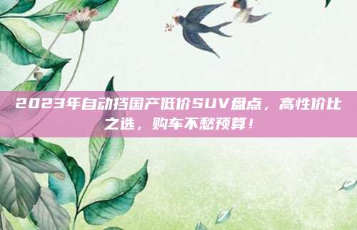 2023年自动挡国产低价SUV盘点,高性价比之选,购车不愁预算!