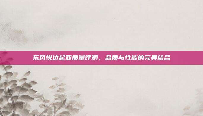 东风悦达起亚质量评测,品质与性能的完美结合