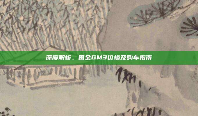 深度解析，国金GM3价格及购车指南