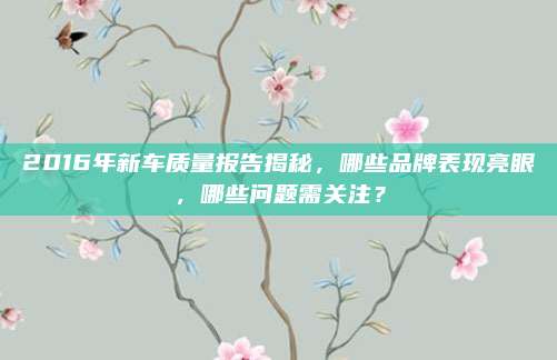 2016年新车质量报告揭秘，哪些品牌表现亮眼，哪些问题需关注？