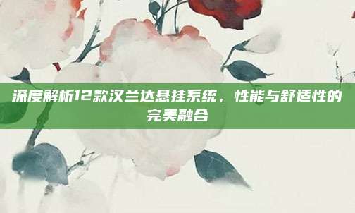 深度解析12款汉兰达悬挂系统,性能与舒适性的完美融合