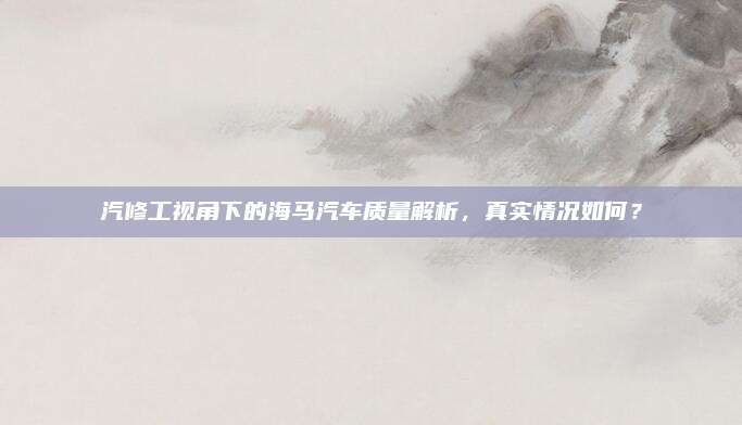 汽修工视角下的海马汽车质量解析,真实情况如何?