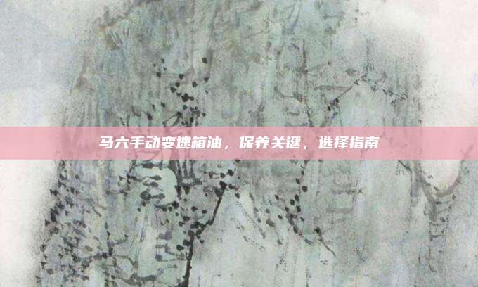 马六手动变速箱油，保养关键，选择指南