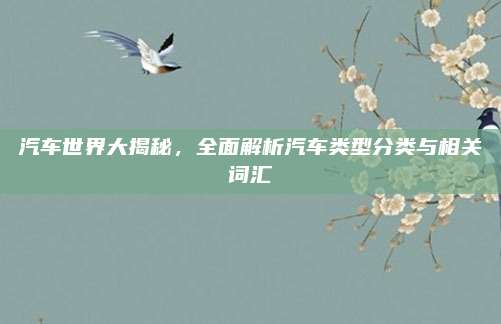 汽车世界大揭秘,全面解析汽车类型分类与相关词汇