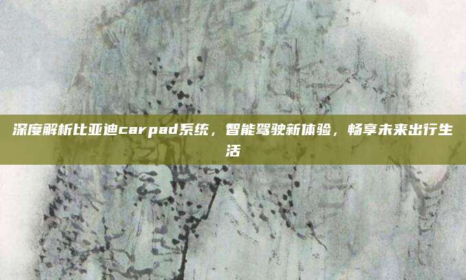 深度解析比亚迪carpad系统,智能驾驶新体验,畅享未来出行生活