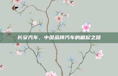 长安汽车,中国品牌汽车的崛起之路