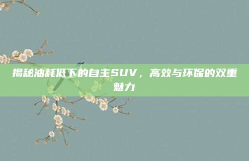 揭秘油耗低下的自主SUV,高效与环保的双重魅力