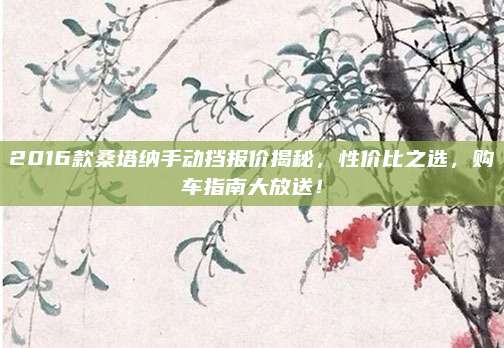 2016款桑塔纳手动挡报价揭秘,性价比之选,购车指南大放送!