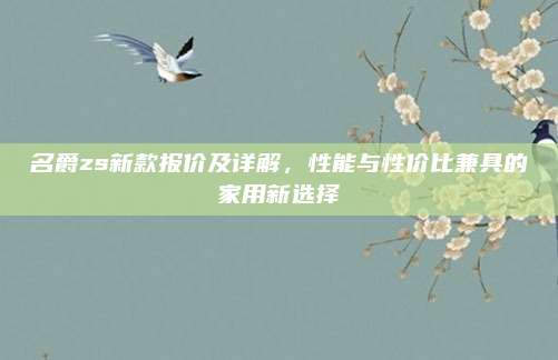 名爵zs新款报价及详解,性能与性价比兼具的家用新选择