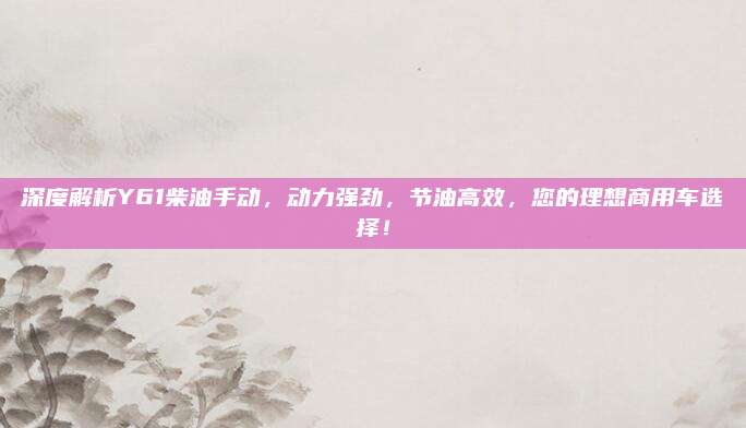 深度解析Y61柴油手动,动力强劲,节油高效,您的理想商用车选择!