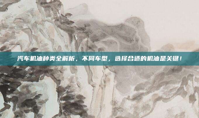汽车机油种类全解析,不同车型,选择合适的机油是关键!