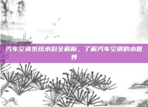 汽车空调系统水份全解析,了解汽车空调的水世界