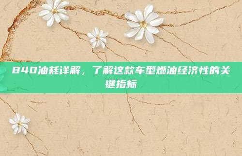 B40油耗详解,了解这款车型燃油经济性的关键指标