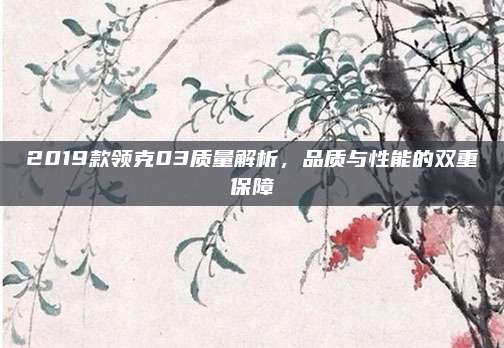 2019款领克03质量解析,品质与性能的双重保障
