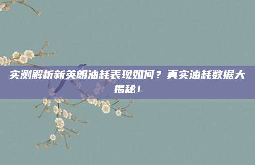 实测解析新英朗油耗表现如何?真实油耗数据大揭秘!