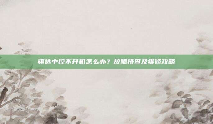 骐达中控不开机怎么办？故障排查及维修攻略