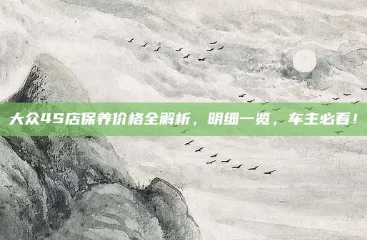 大众4S店保养价格全解析，明细一览，车主必看！