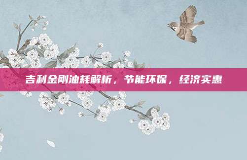 吉利金刚油耗解析,节能环保,经济实惠
