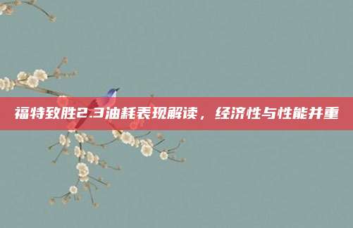 福特致胜2.3油耗表现解读,经济性与性能并重