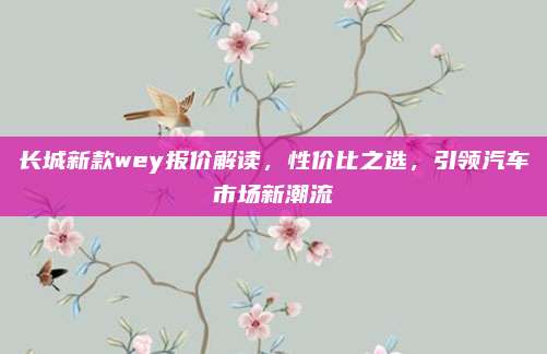 长城新款wey报价解读,性价比之选,引领汽车市场新潮流