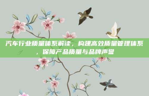 汽车行业质量体系解读,构建高效质量管理体系,保障产品质量与品牌声誉