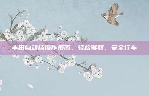 丰田自动挡操作指南,轻松驾驭,安全行车