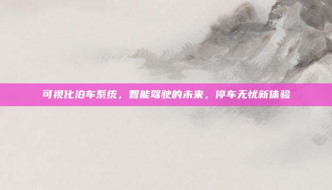 可视化泊车系统,智能驾驶的未来,停车无忧新体验