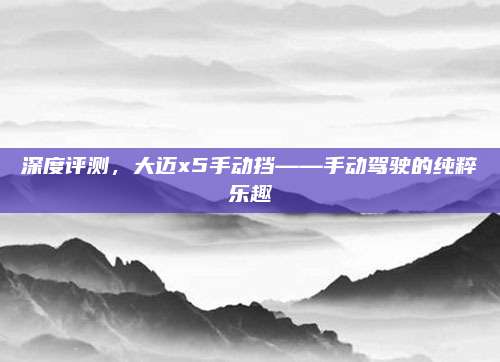 深度评测,大迈x5手动挡——手动驾驶的纯粹乐趣