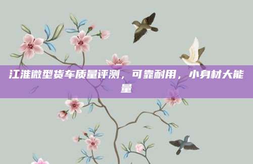 江淮微型货车质量评测，可靠耐用，小身材大能量