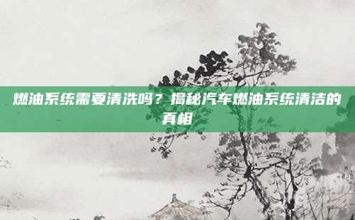 燃油系统需要清洗吗?揭秘汽车燃油系统清洁的真相