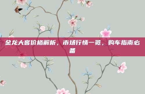 金龙大客价格解析，市场行情一览，购车指南必备