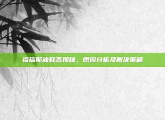 福瑞斯油耗高揭秘，原因分析及解决策略