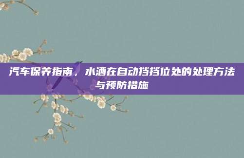 汽车保养指南，水洒在自动挡挡位处的处理方法与预防措施