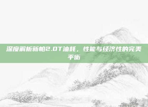深度解析新帕2.0T油耗，性能与经济性的完美平衡