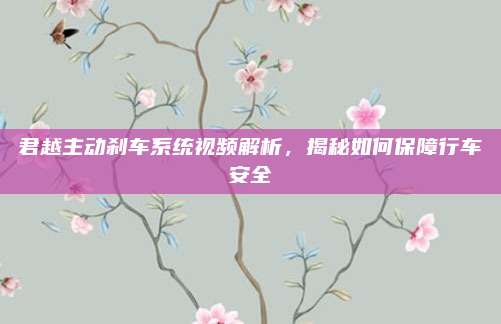 君越主动刹车系统视频解析，揭秘如何保障行车安全