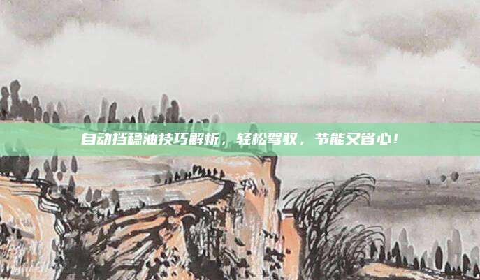 自动挡稳油技巧解析，轻松驾驭，节能又省心！