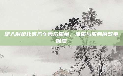 深入剖析北京汽车售后质量，品质与服务的双重保障