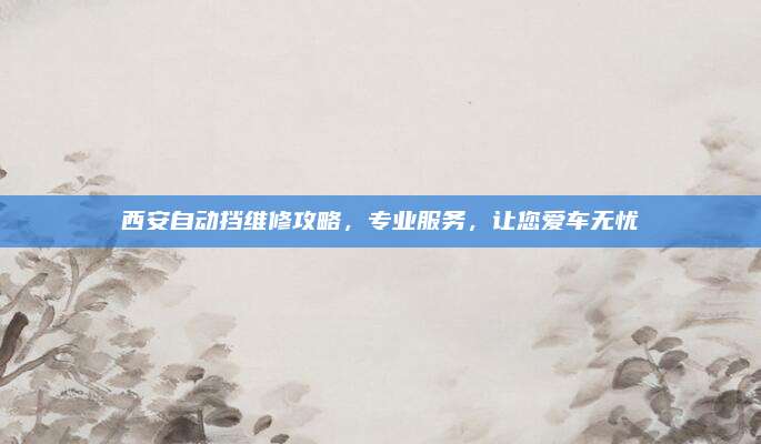西安自动挡维修攻略，专业服务，让您爱车无忧