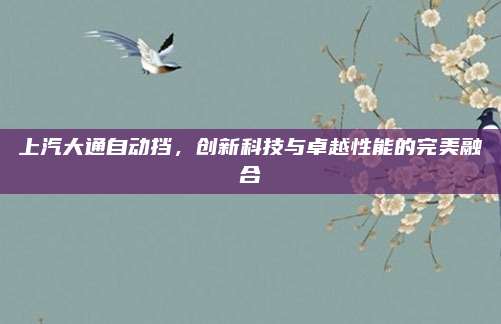 上汽大通自动挡,创新科技与卓越性能的完美融合