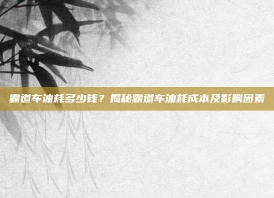 霸道车油耗多少钱?揭秘霸道车油耗成本及影响因素