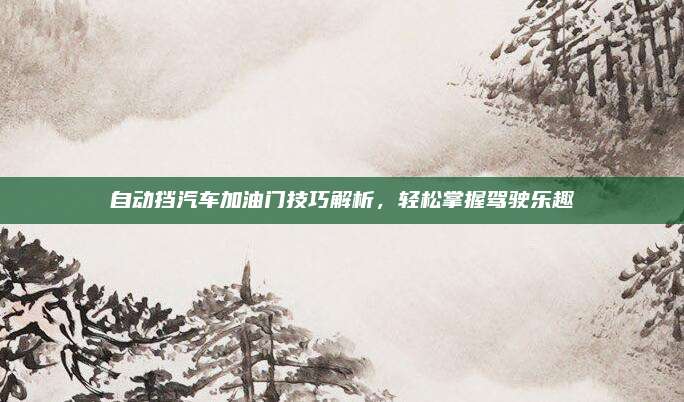 自动挡汽车加油门技巧解析,轻松掌握驾驶乐趣