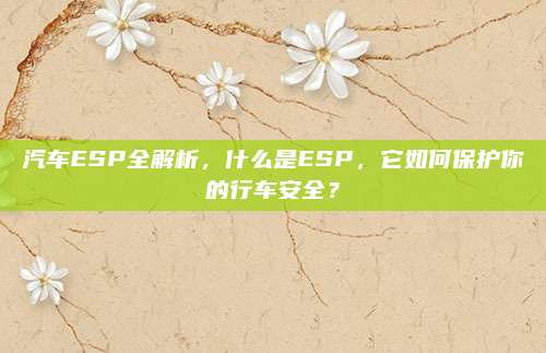 汽车ESP全解析，什么是ESP，它如何保护你的行车安全？